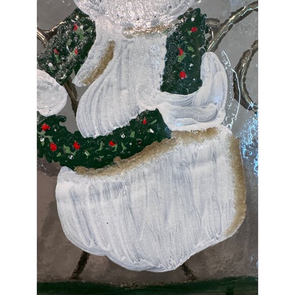 Foreside 9" X 9" Painted Glass Plate Snowman Design Holiday Décor Art-Glass - Picture 5 of 5